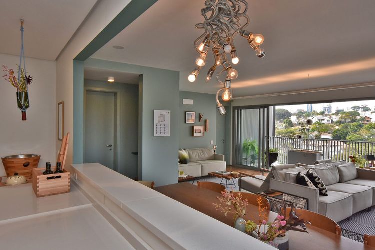 Vista diagonal com sentido a varanda do decorado do Azul