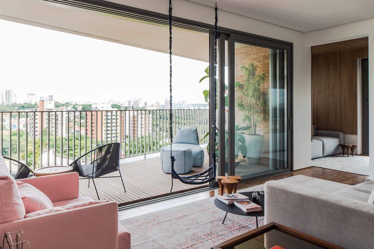 Sala do apartamento decorado Mira