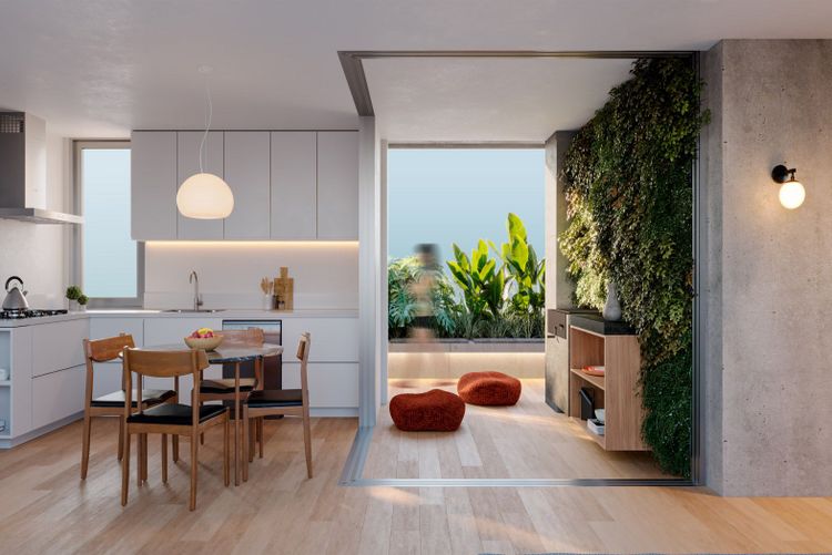 Cozinha do apartamento decorado Uri